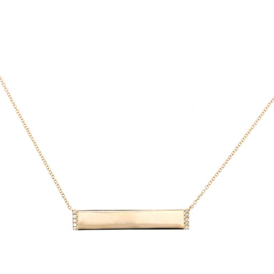 Diamond Bar Name Plate Necklace by Atheria Jewelry