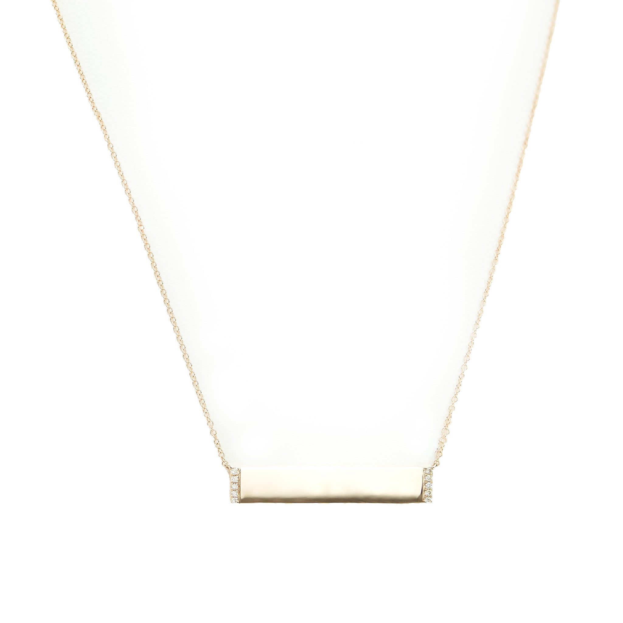 Diamond Bar Name Plate Necklace by Atheria Jewelry