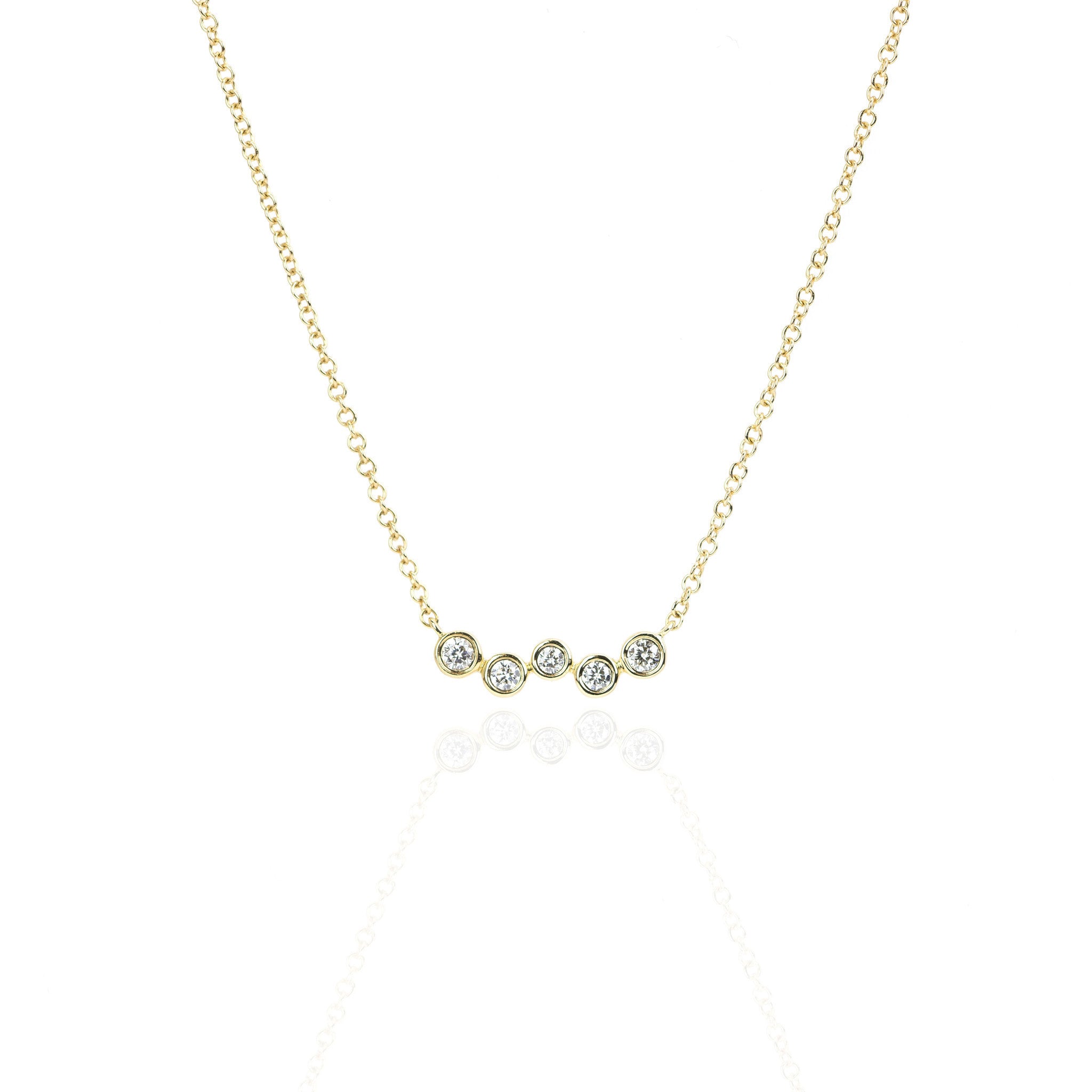Diamond Bezel 5 Stone Necklace by Atheria Jewelry