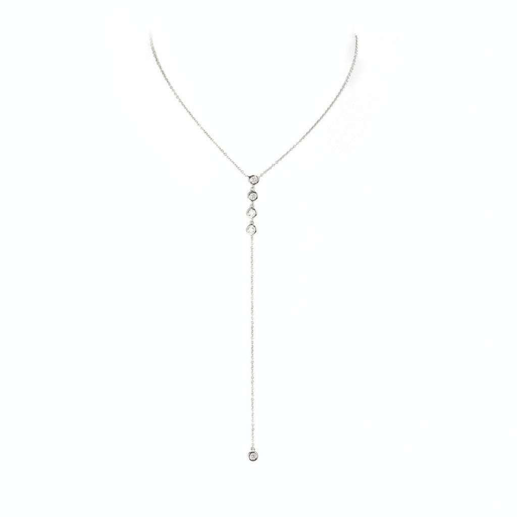 Diamond Bezel Lariat Necklace by Atheria Jewelry
