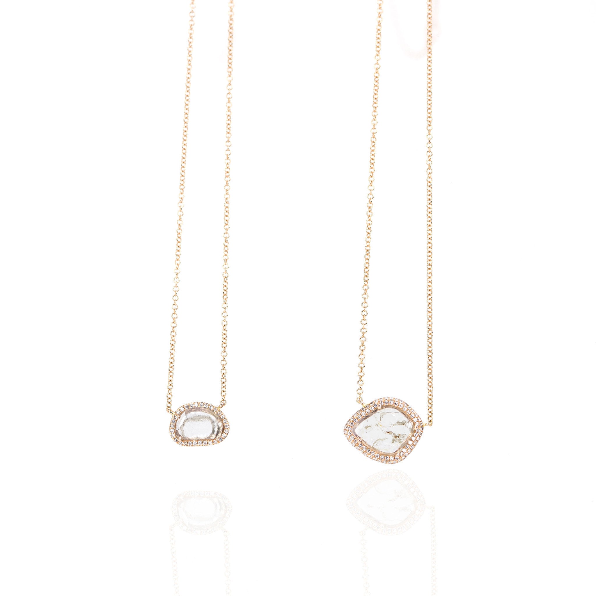 Diamond Slice Pendant with Pave Bezel Necklace by Atheria Jewelry