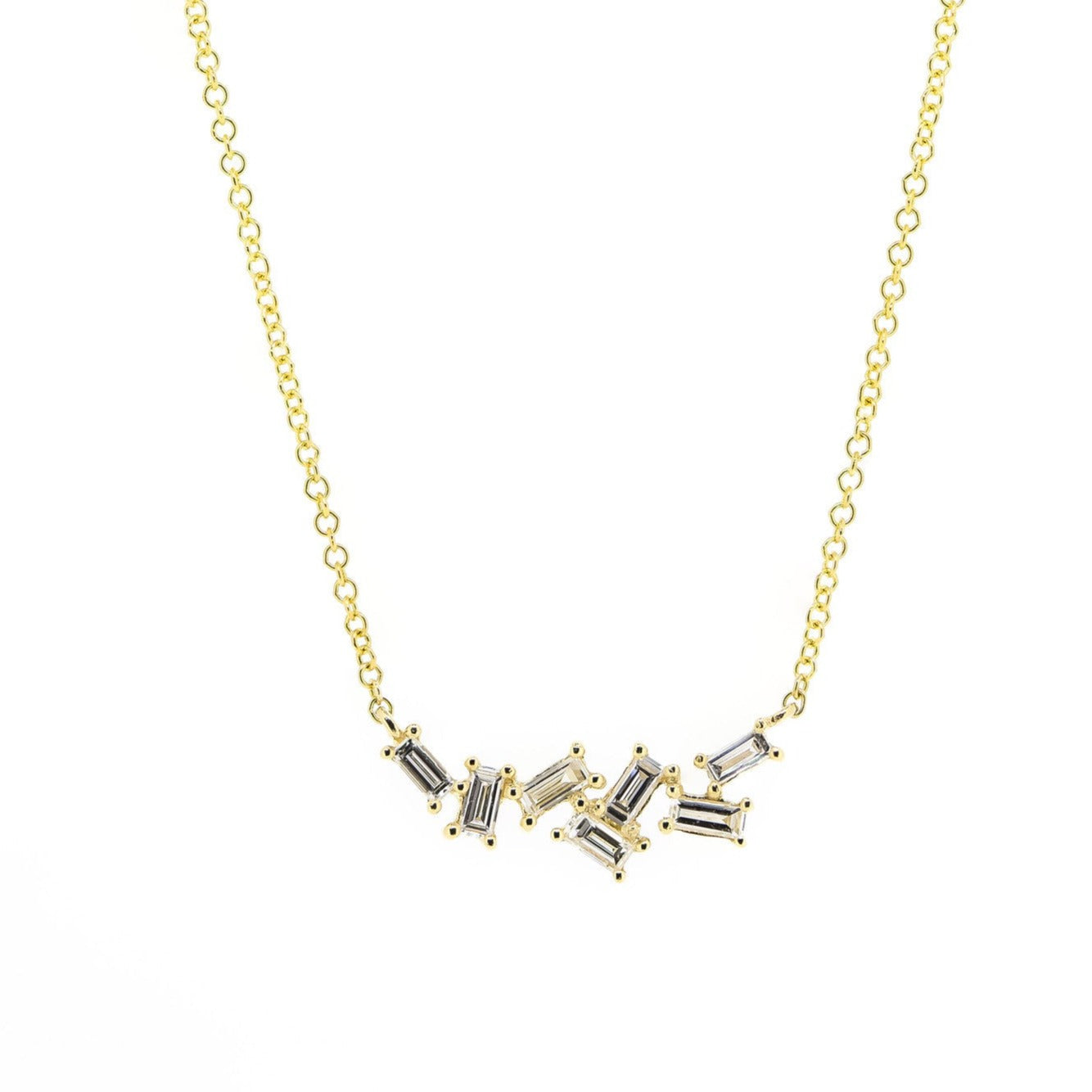 Multi Baguette Diamond Necklace by Atheria Jewelry