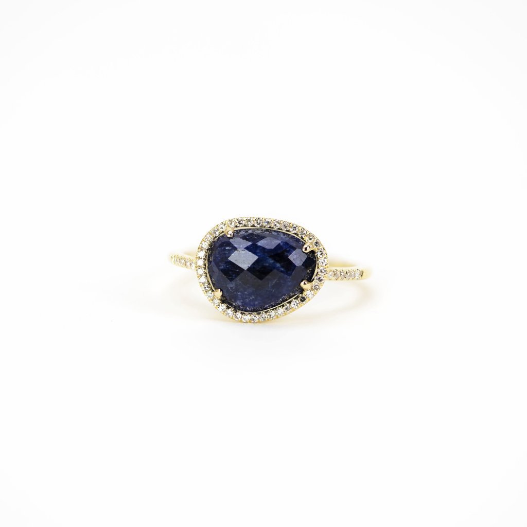 Faceted Blue Sapphire Ring by Atheria Jewelry