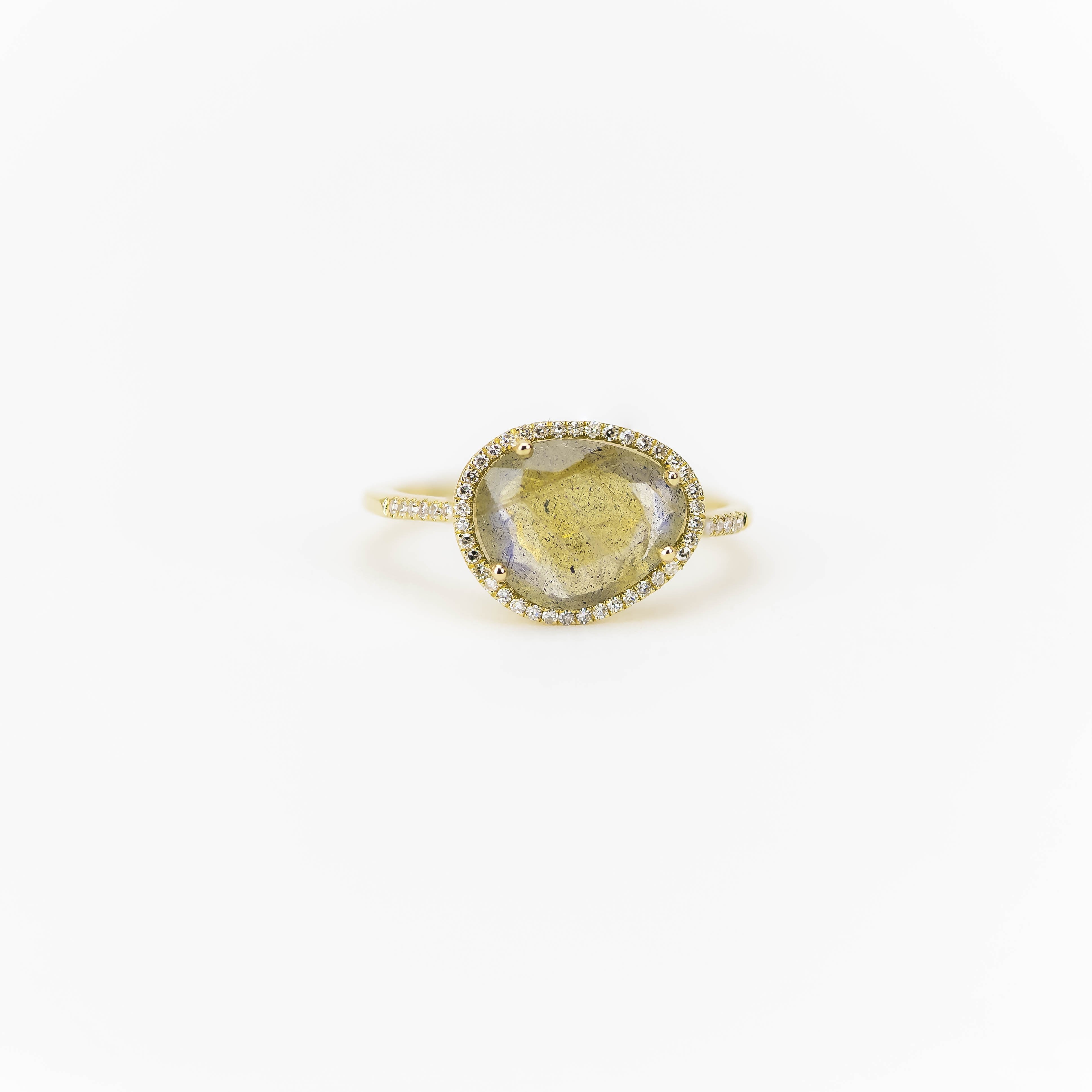 Faceted Labradorite and Diamond Ring by Atheria Jewelry
