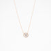White Topaz Halo Necklace in Rose Gold